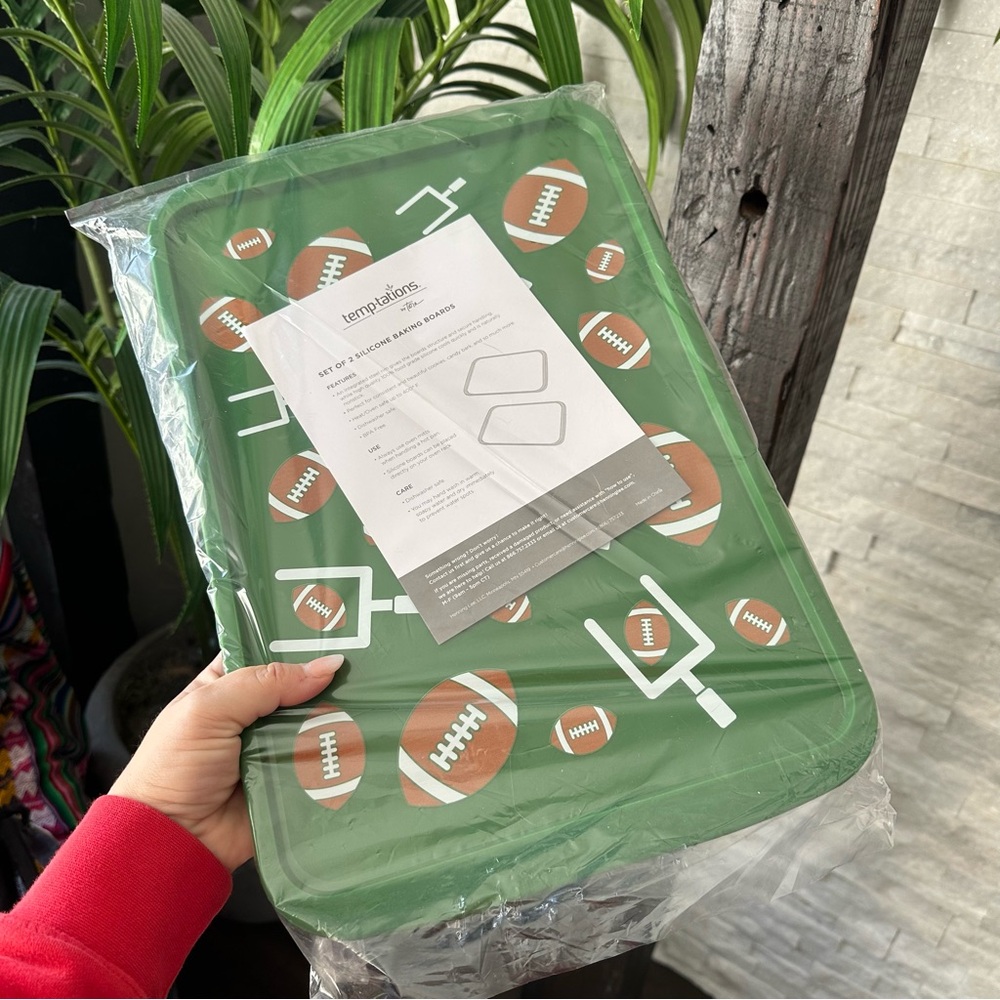 Temptations Silicone Green Football Themed Baking Boards New in Package